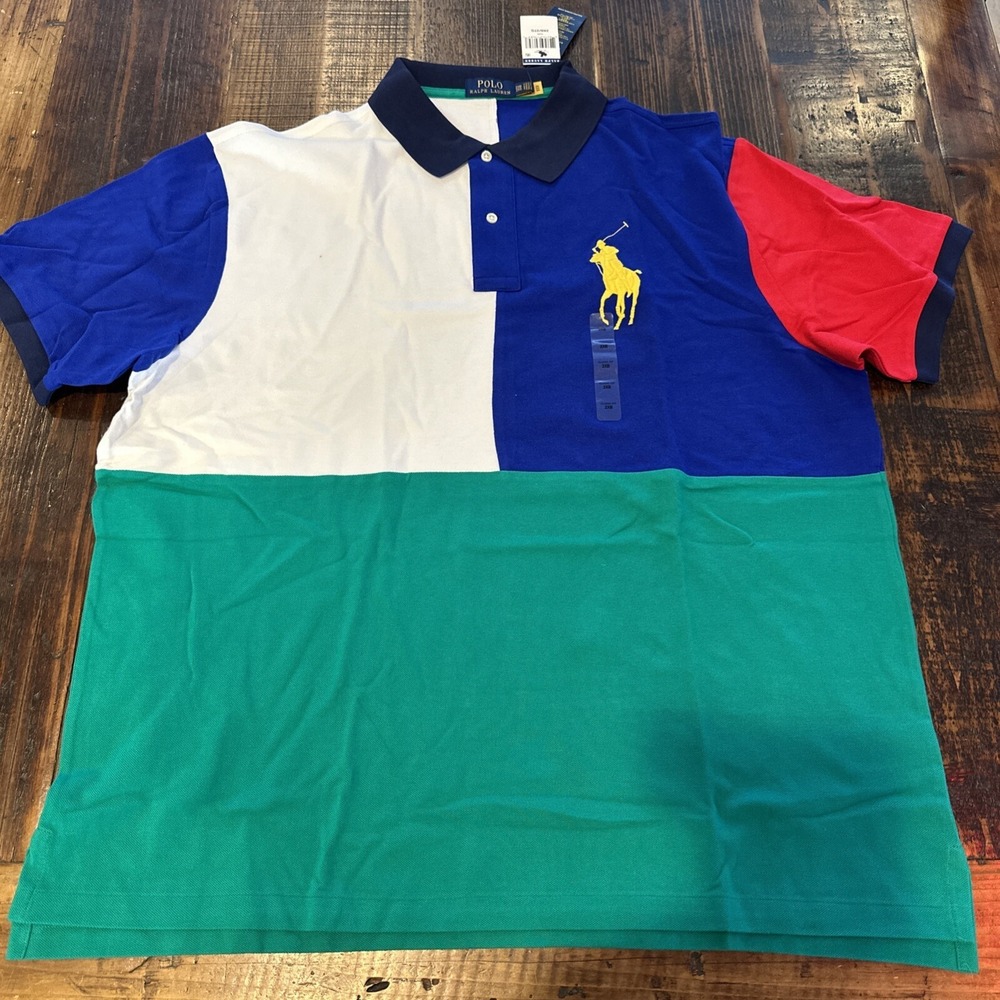 POLO RALPH LAUREN BIG PONY COLOR BLOCK SHIRT MENS SIZE 2XB